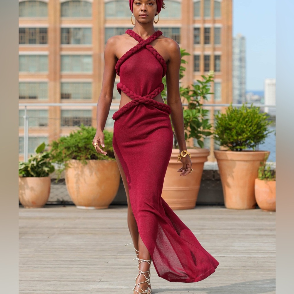 Bronx & Banco Dahlia Halter Neck Knit Maxi Dress Coverup Gown XS
